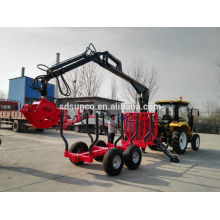 Factory Price!! 3 ton log trailer with telescopic crane